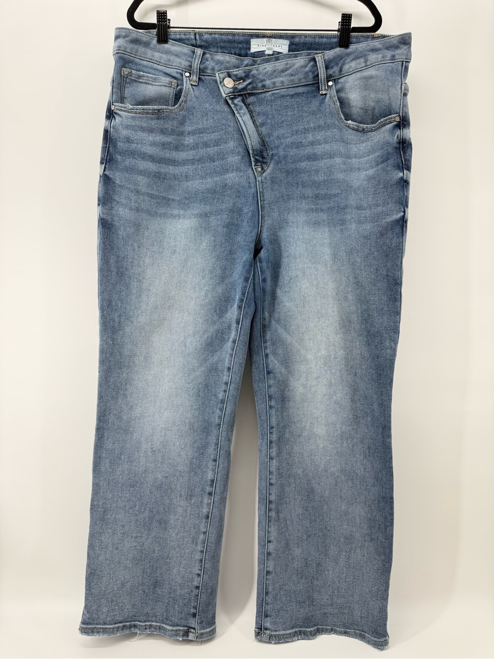 Risen High Rise Cross over waist Straight leg jeans 2X Long